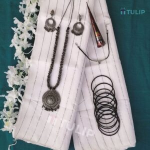Half Silk White Saree Combo