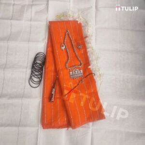 Half Silk Orange Saree Combo