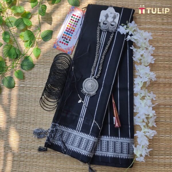 Cotton Black & White Saree Combo