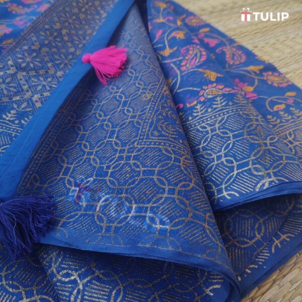 Cotton Block Printed Saree - Image 3